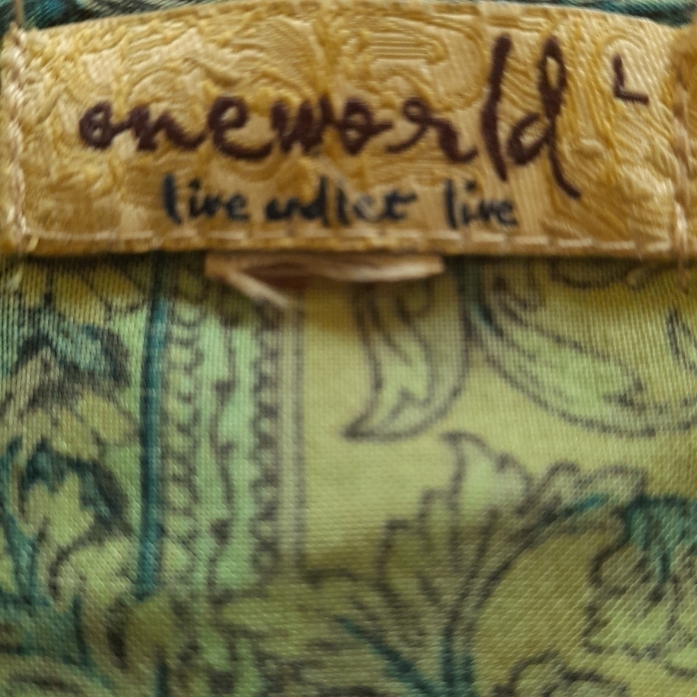 One World Live and Let Live tunic top Large - Picture 2 of 13
